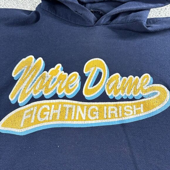 Vintage Notre Dame Hoodie Mens XL Blue Made in USA Grunge‎ Distress Football - Picture 3 of 12